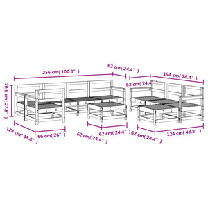 vidaXL 10-piece Garden Lounge Set White Solid Pine Wood