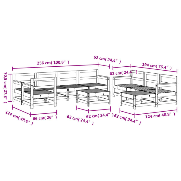 vidaXL 10-piece Garden Lounge Set White Solid Pine Wood