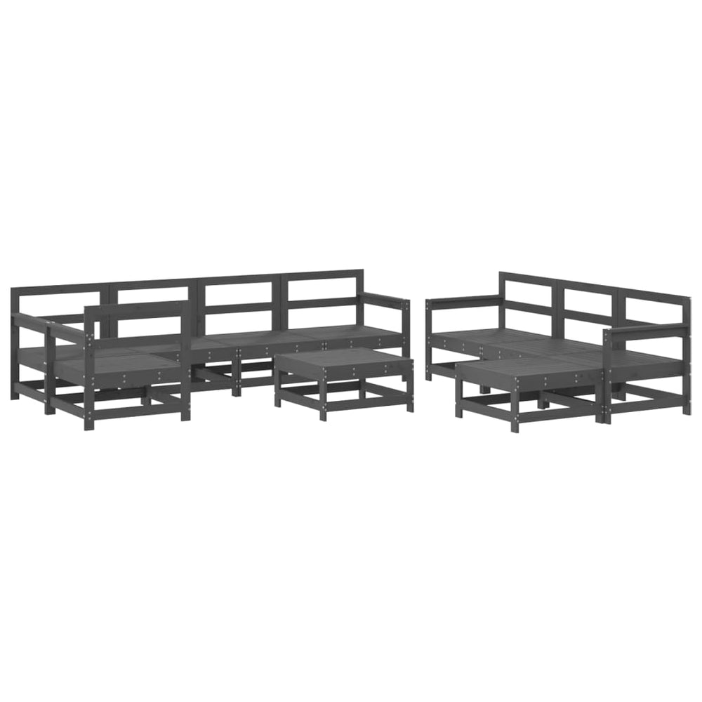 vidaXL 10-piece Garden Lounge Set Grey Solid Pine Wood