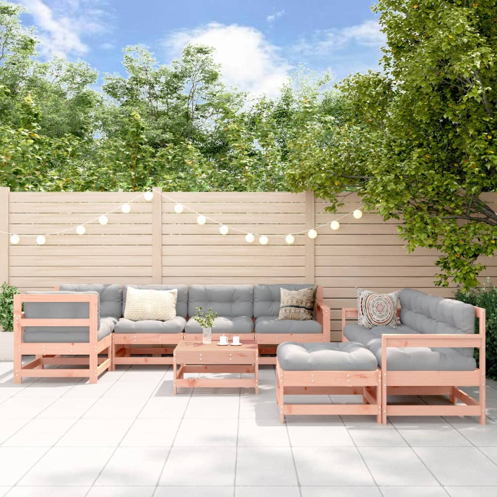 10-tlg. Garten-Lounge-Set Massivholz Douglasie