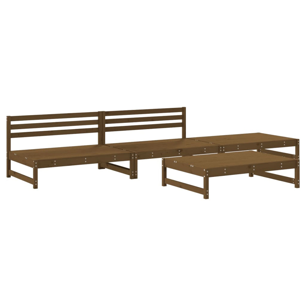 vidaXL 4-Piece Garden Lounge Set Honey Brown Solid Pine Wood