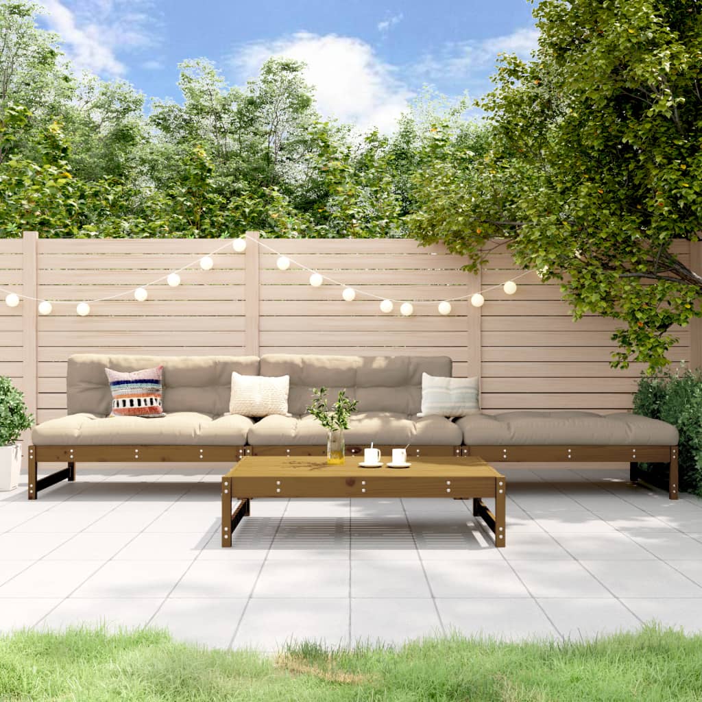 vidaXL 4-Piece Garden Lounge Set Honey Brown Solid Pine Wood