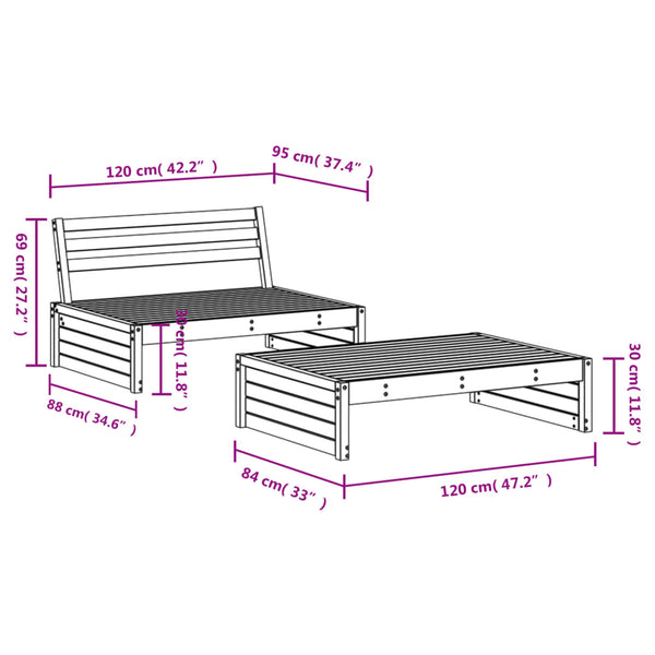 vidaXL 2-Piece Garden Lounge Set Impregnated Pinewood