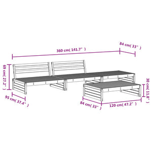 vidaXL 4-piece Solid Pine Garden Lounge Set