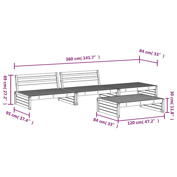 vidaXL 4-piece Garden Lounge Set Impregnated Pinewood