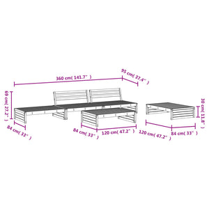 vidaXL 5-piece Impregnated Pine Garden Lounge Set