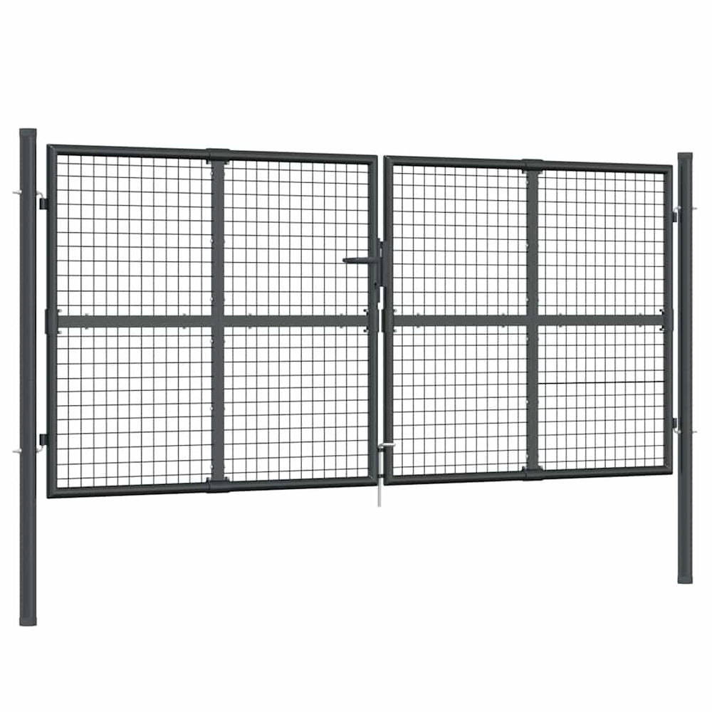 vidaXL Mesh Garden Gate Anthracite 300x125 cm Galvanized Steel