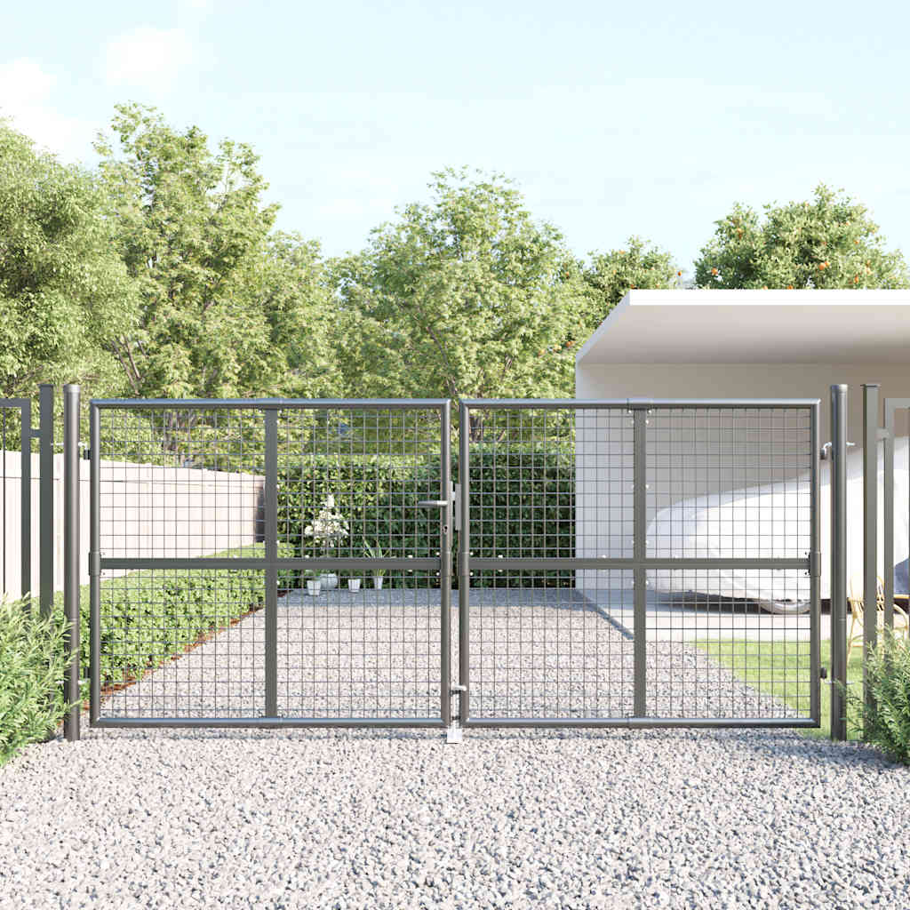 vidaXL Mesh Garden Gate Anthracite 300x125 cm Galvanized Steel
