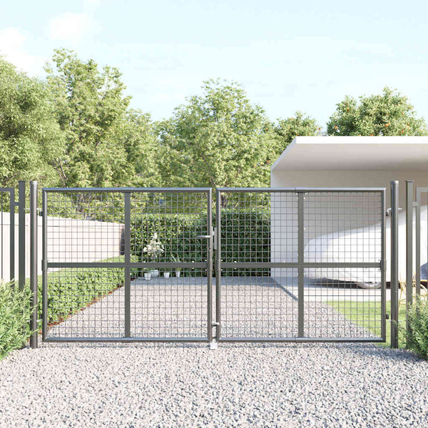 vidaXL Mesh Garden Gate Anthracite 300x125 cm Galvanized Steel