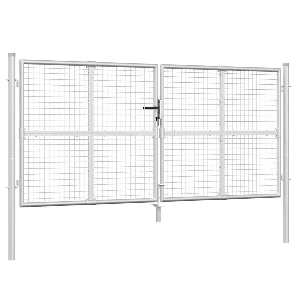 vidaXL Mesh Garden Gate Silver 300x125 cm Galvanized Steel