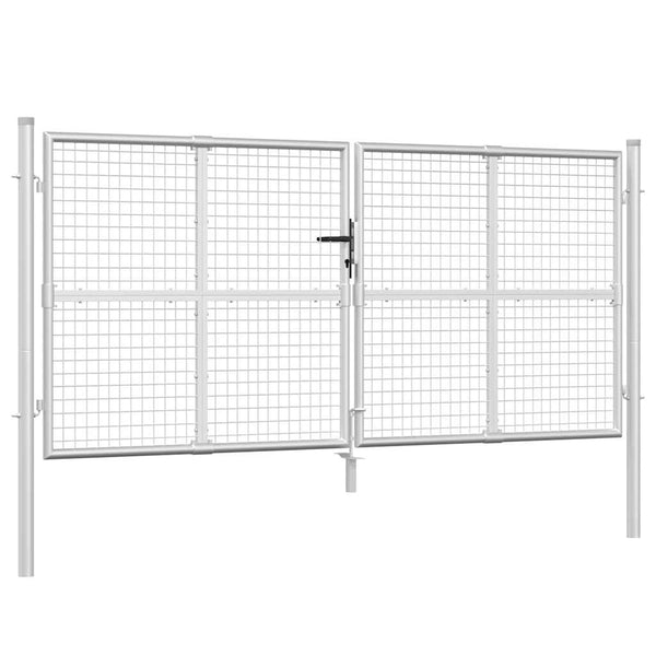 vidaXL Mesh Garden Gate Silver 300x125 cm Galvanized Steel