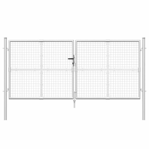 vidaXL Mesh Garden Gate Silver 300x125 cm Galvanized Steel