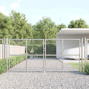 vidaXL Mesh Garden Gate Silver 300x125 cm Galvanized Steel
