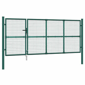 vidaXL Mesh Garden Gate Green 350x125 cm Galvanized Steel