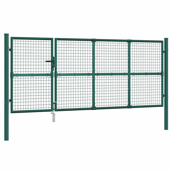 vidaXL Mesh Garden Gate Green 350x125 cm Galvanized Steel