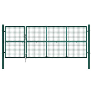 vidaXL Mesh Garden Gate Green 350x125 cm Galvanized Steel