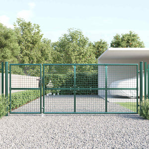 vidaXL Mesh Garden Gate Green 350x125 cm Galvanized Steel