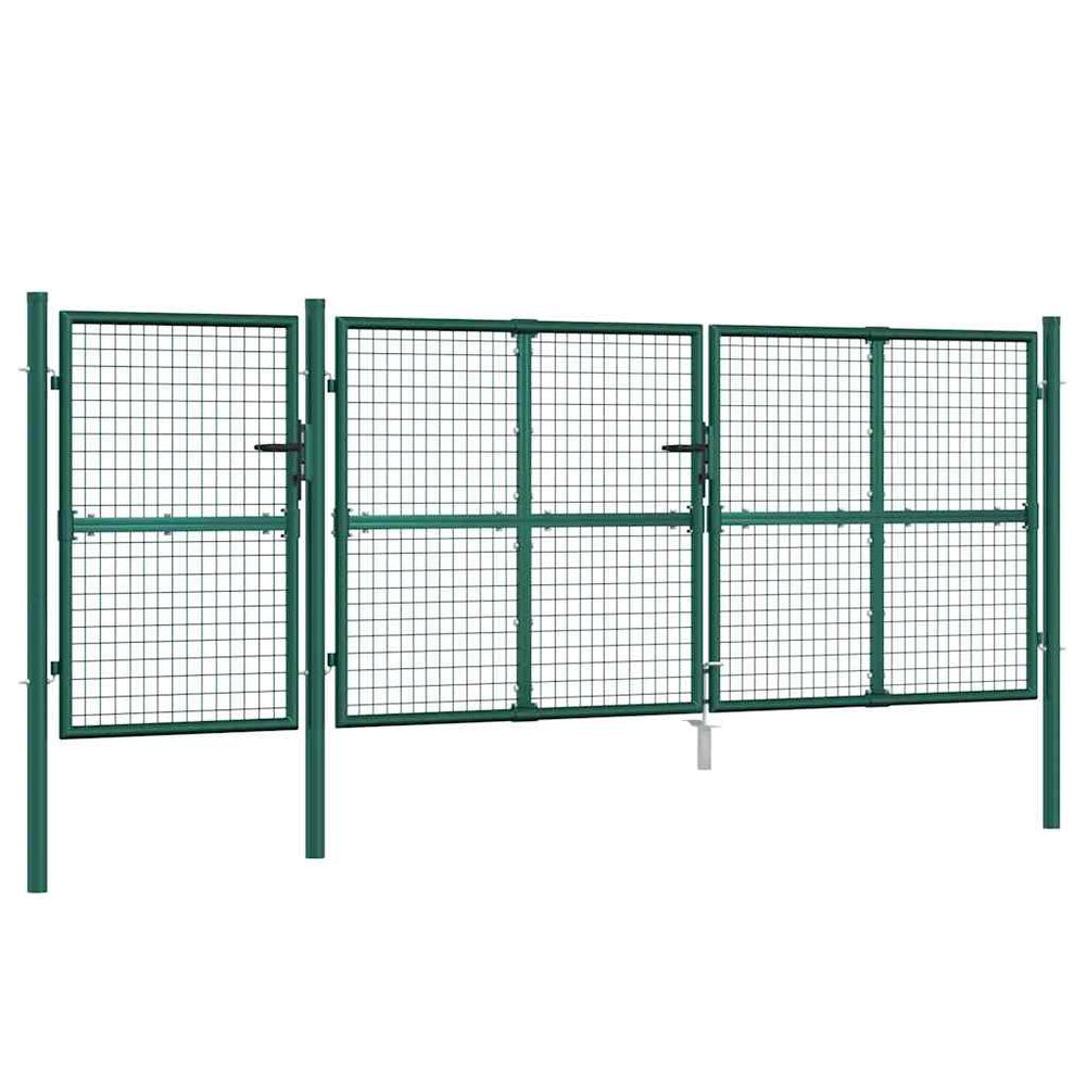 vidaXL Mesh Garden Gate Green 400x125 cm Galvanized Steel