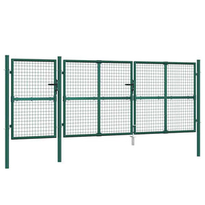 vidaXL Mesh Garden Gate Green 400x125 cm Galvanized Steel