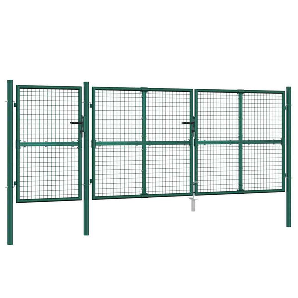 vidaXL Mesh Garden Gate Green 400x125 cm Galvanized Steel