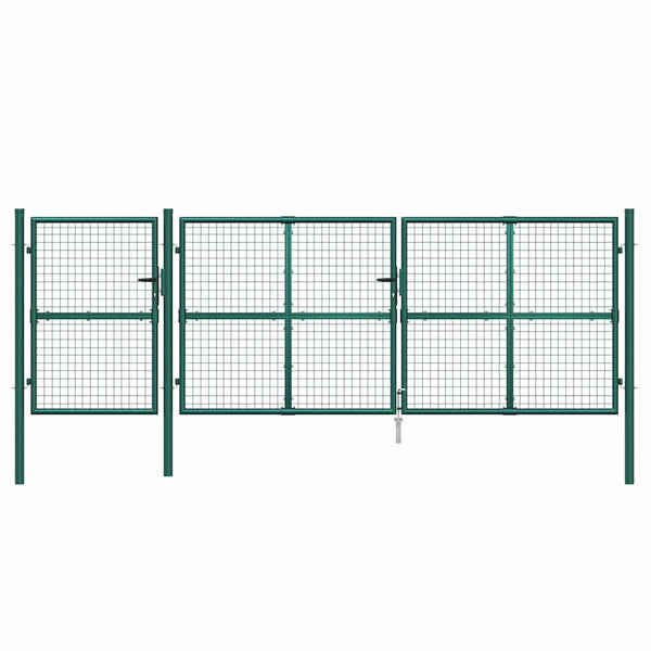 vidaXL Mesh Garden Gate Green 400x125 cm Galvanized Steel