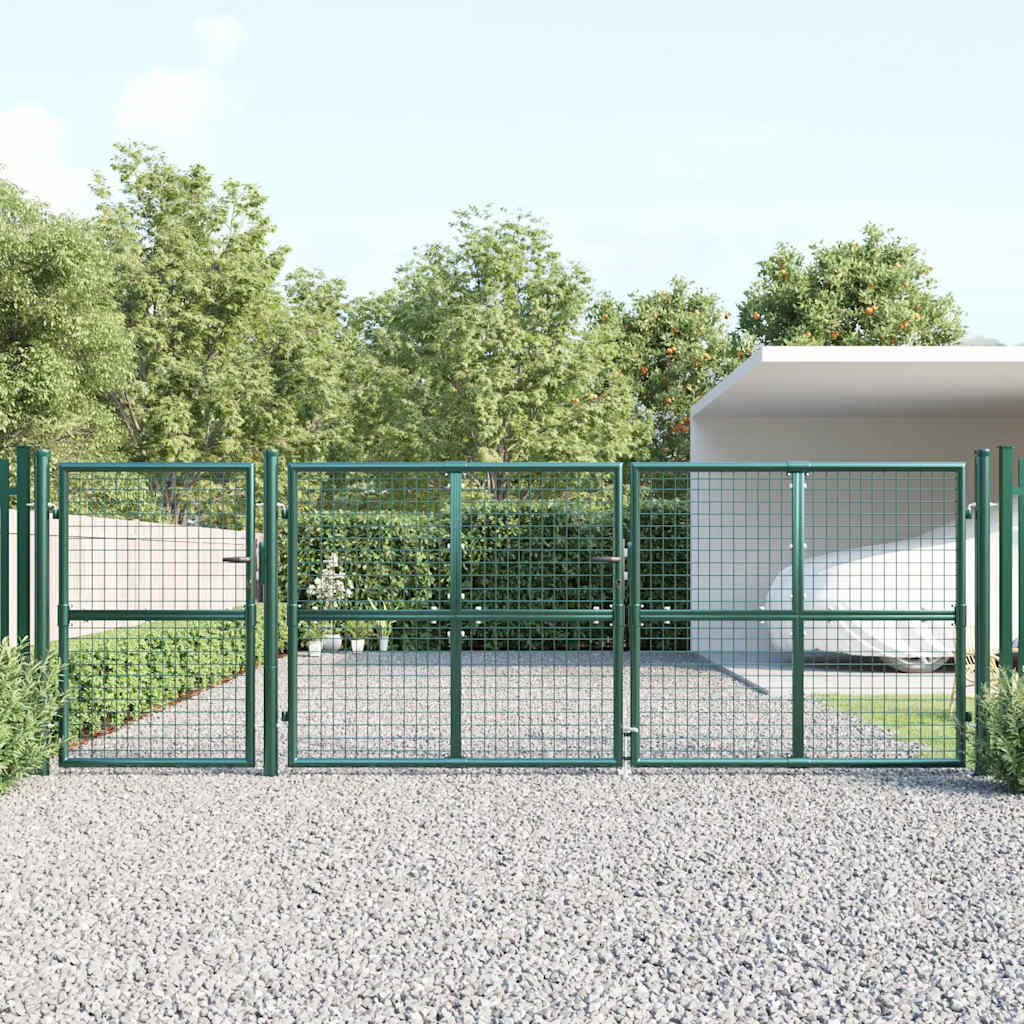 vidaXL Mesh Garden Gate Green 400x125 cm Galvanized Steel