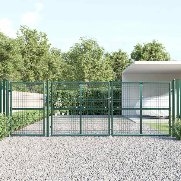 vidaXL Mesh Garden Gate Green 400x125 cm Galvanized Steel