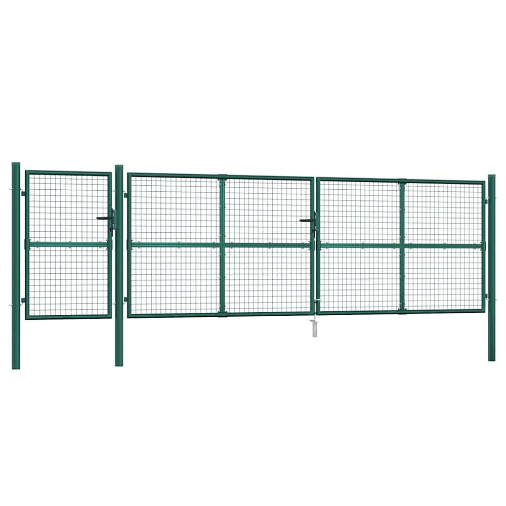 vidaXL Mesh Garden Gate Green 500x125 cm Galvanized Steel