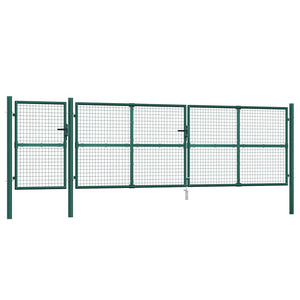 vidaXL Mesh Garden Gate Green 500x125 cm Galvanized Steel