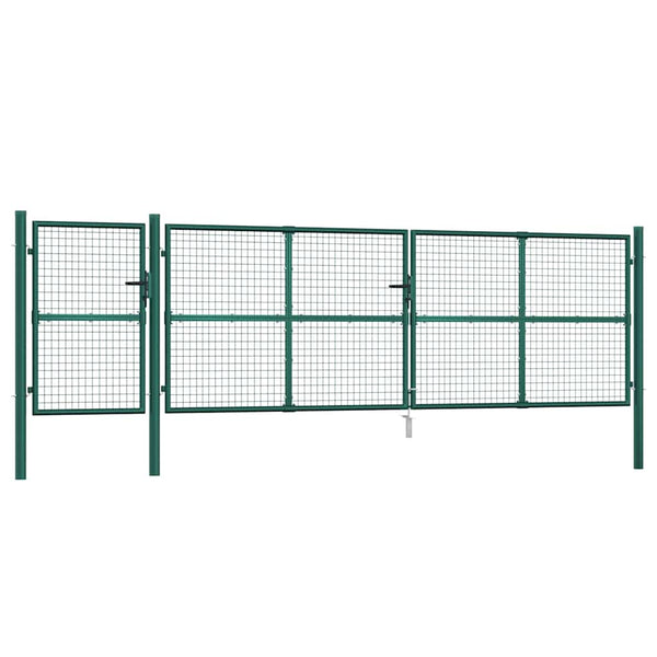 vidaXL Mesh Garden Gate Green 500x125 cm Galvanized Steel