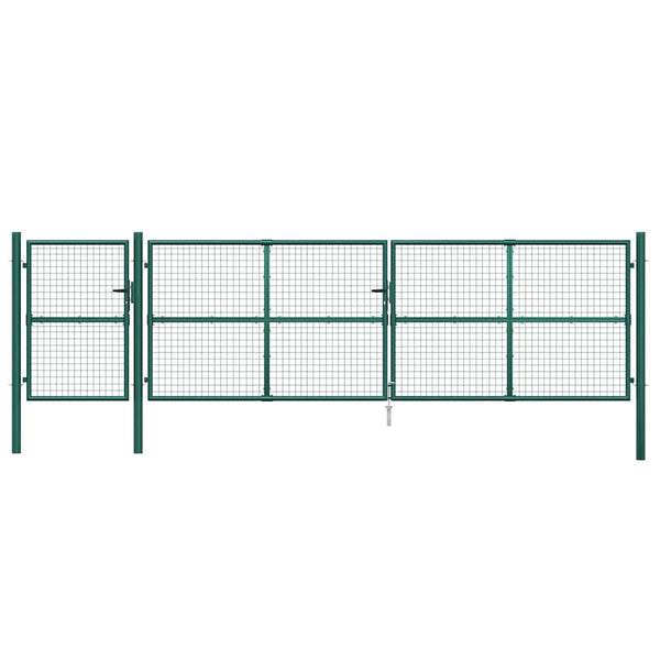vidaXL Mesh Garden Gate Green 500x125 cm Galvanized Steel