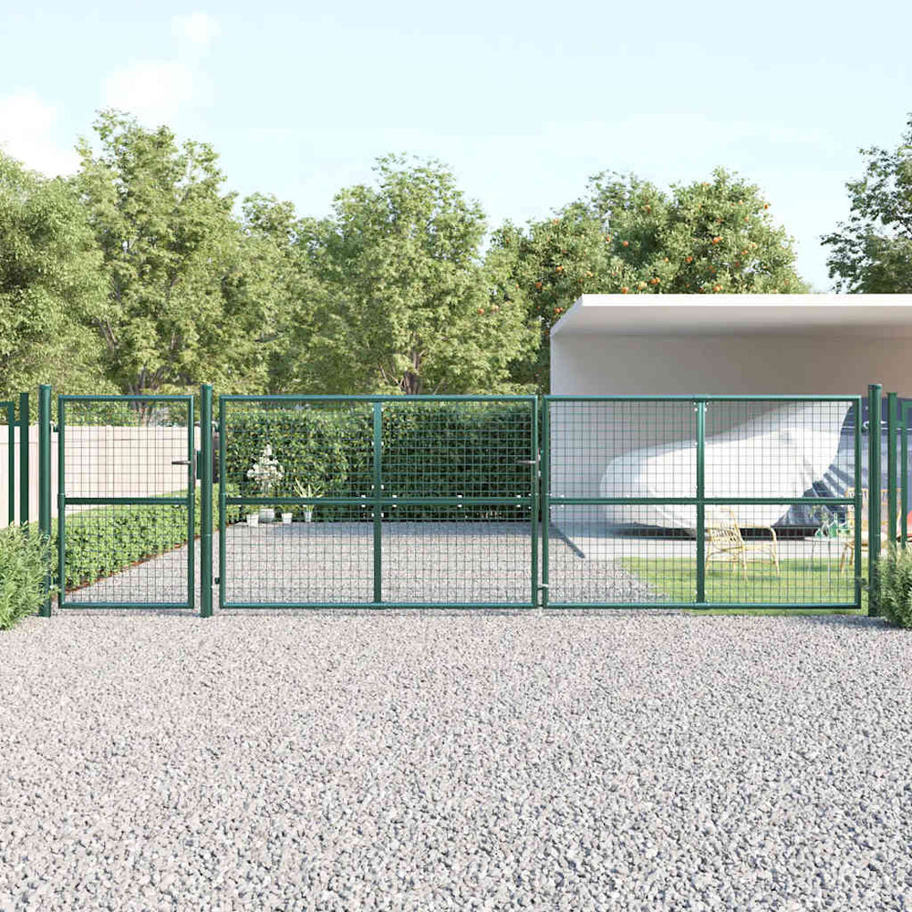 vidaXL Mesh Garden Gate Green 500x125 cm Galvanized Steel