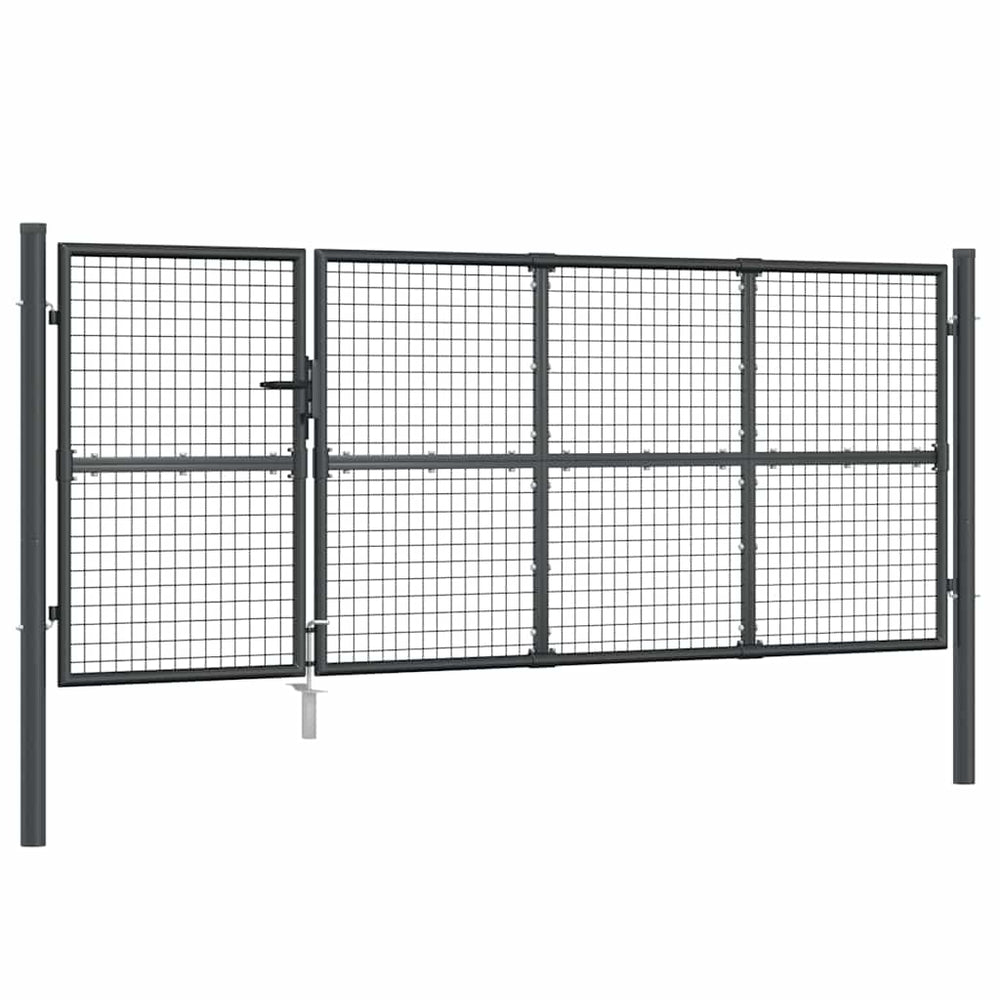 vidaXL Mesh Garden Gate Anthracite 350x125 cm Galvanised Steel