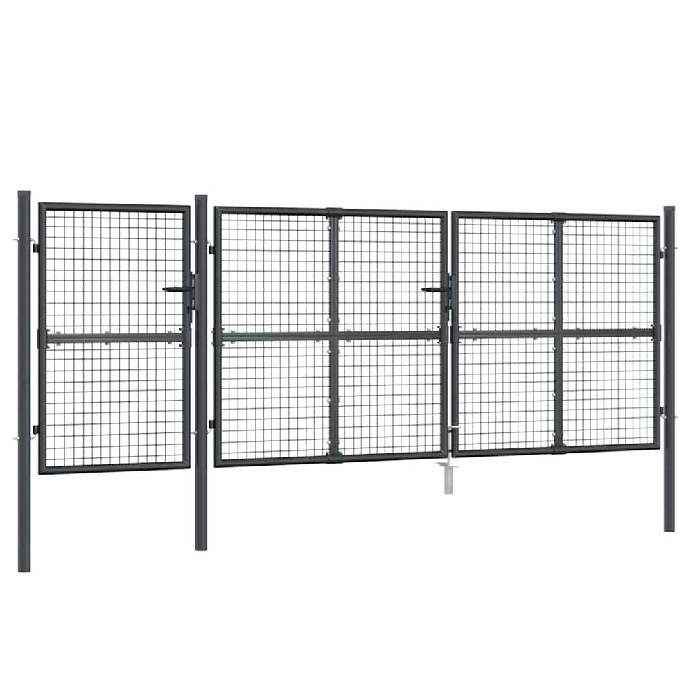 vidaXL Mesh Garden Gate Anthracite 400x125 cm Galvanized Steel