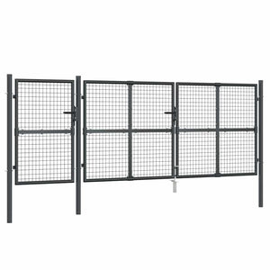 vidaXL Mesh Garden Gate Anthracite 400x125 cm Galvanized Steel