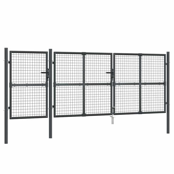 vidaXL Mesh Garden Gate Anthracite 400x125 cm Galvanized Steel