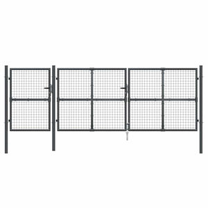 vidaXL Mesh Garden Gate Anthracite 400x125 cm Galvanized Steel