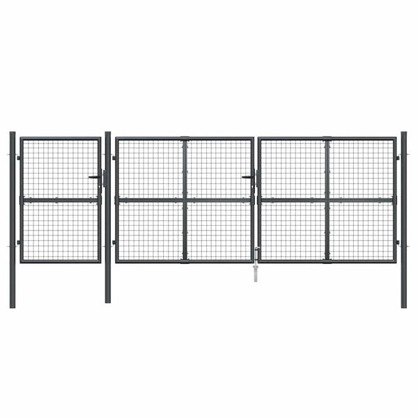 vidaXL Mesh Garden Gate Anthracite 400x125 cm Galvanized Steel