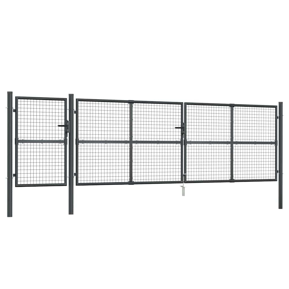 vidaXL Mesh Garden Gate Anthracite 500x125 cm Galvanized Steel