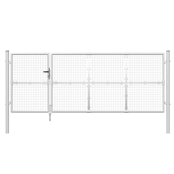 vidaXL Mesh Garden Gate Silver 350x125 cm Galvanised Steel