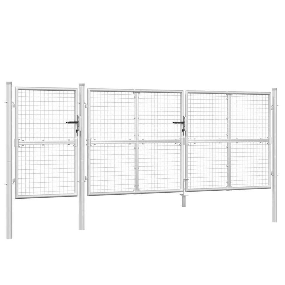 vidaXL Mesh Garden Gate Silver 400x125 cm Galvanized Steel