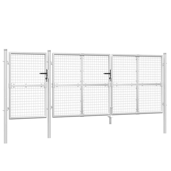 vidaXL Mesh Garden Gate Silver 400x125 cm Galvanized Steel