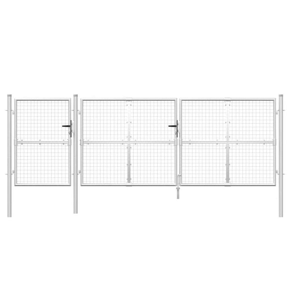 vidaXL Mesh Garden Gate Silver 400x125 cm Galvanized Steel