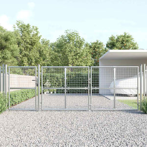 vidaXL Mesh Garden Gate Silver 400x125 cm Galvanized Steel