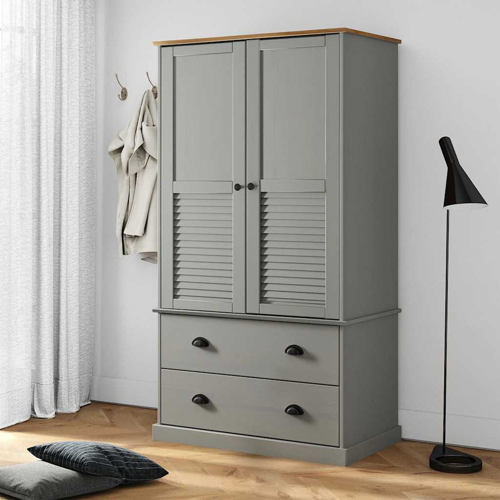 vidaXL Wardrobe VIGO Grey 90x55x170 cm Solid Pine Wood