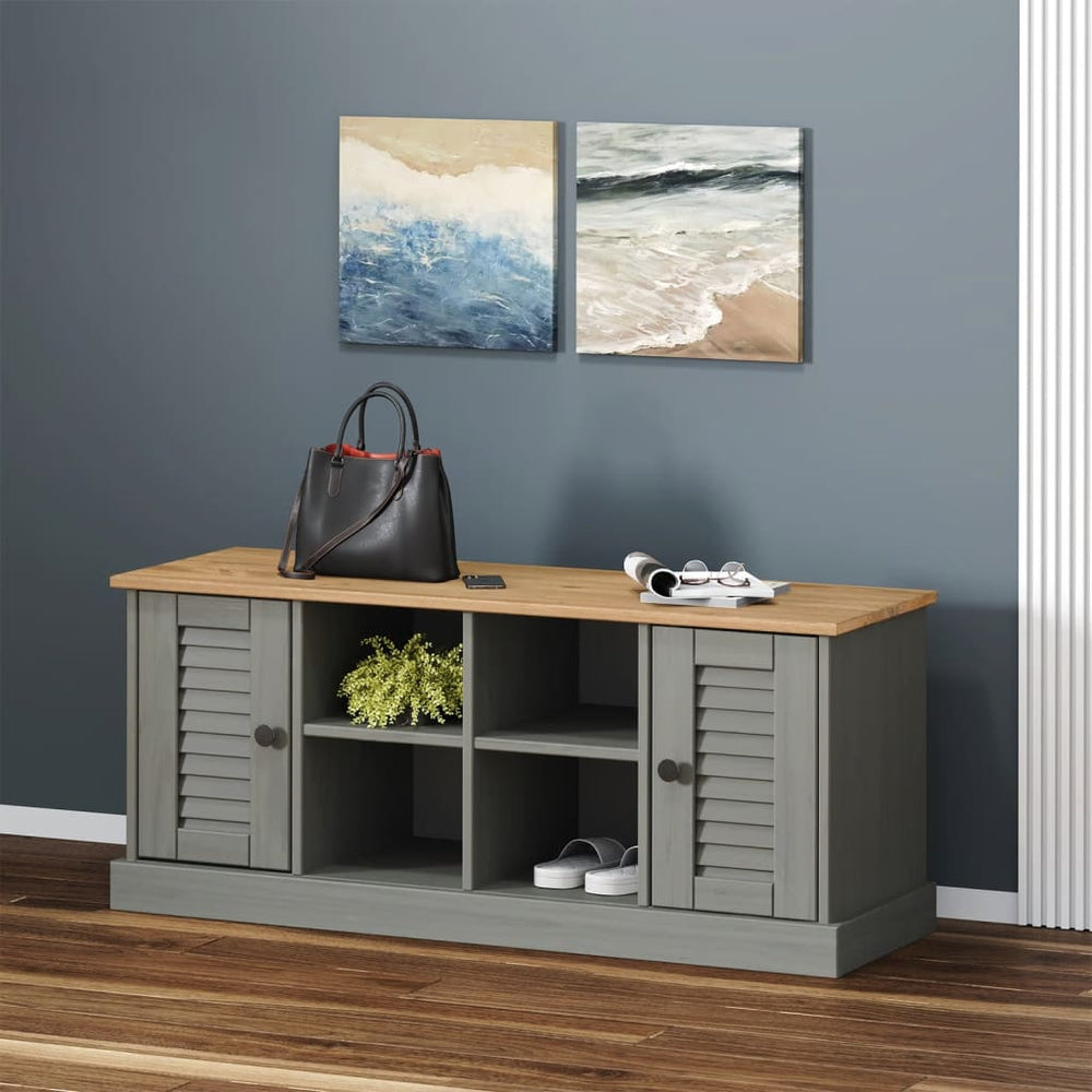 vidaXL Shoe Bench VIGO Grey 106x35x45 cm Solid Pine Wood