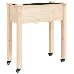 vidaXL Planter with Insert and Wheels 71x37x80 cm Solid Fir Wood