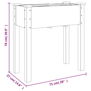 vidaXL Planter with Insert and Wheels 71x37x80 cm Solid Fir Wood