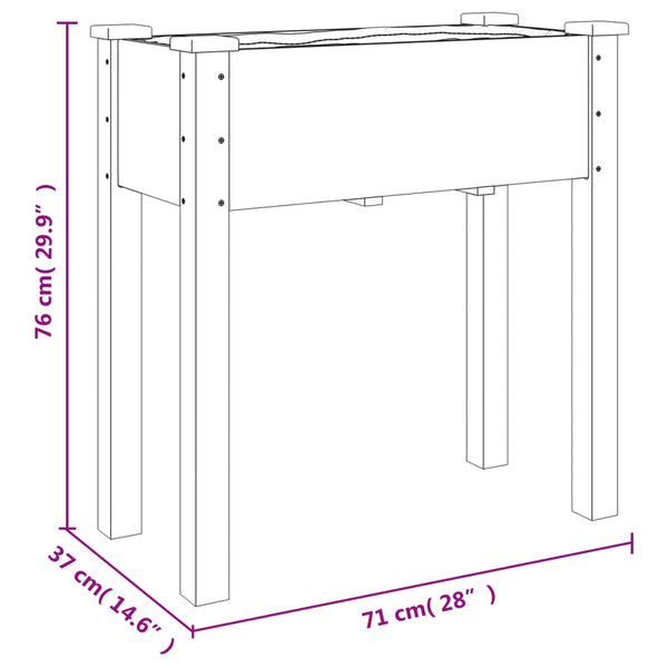 vidaXL Planter with Insert and Wheels 71x37x80 cm Solid Fir Wood