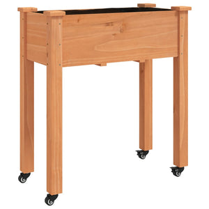 vidaXL Planter with Insert and Wheels Brown 71x37x80 cm Firwood